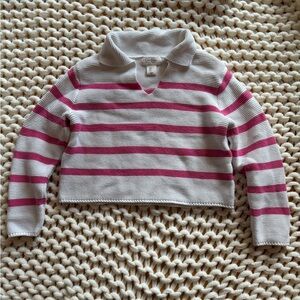 Jessica Simpson Pink and White Striped Kids Sweater